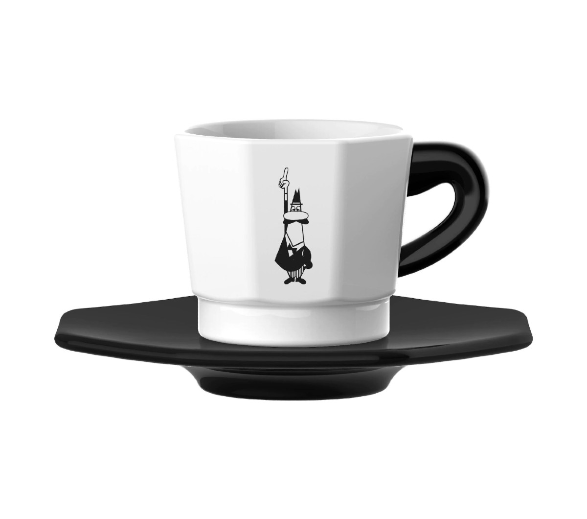 "OCTO" - Espresso Cups white w/ black saucer